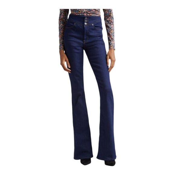 Veronica Beard Beverly High Rise Skinny Flare Jeans Dark Blue NWT - Picture 1 of 15